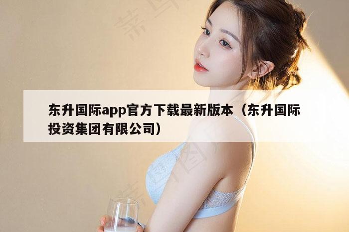 东升国际app官方下载最新版本（东升国际投资集团有限公司）